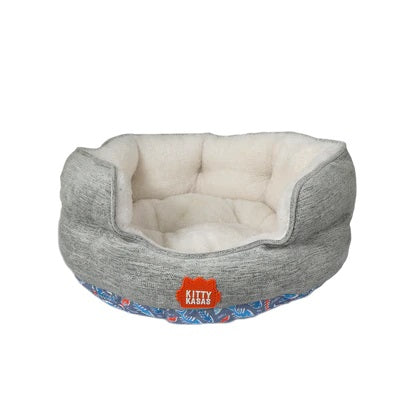 Kitty Kasa Bolster Cat Bed, Heathered Grey 14"