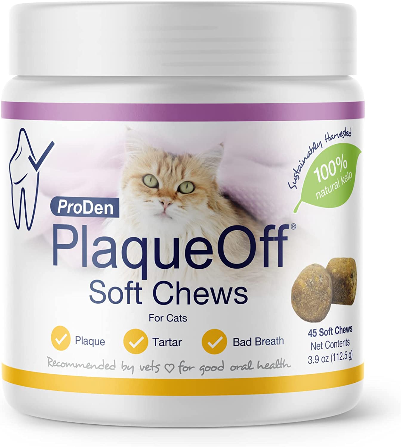 Soft Dental Chews For Cats by Plaque Off (45 Count)
