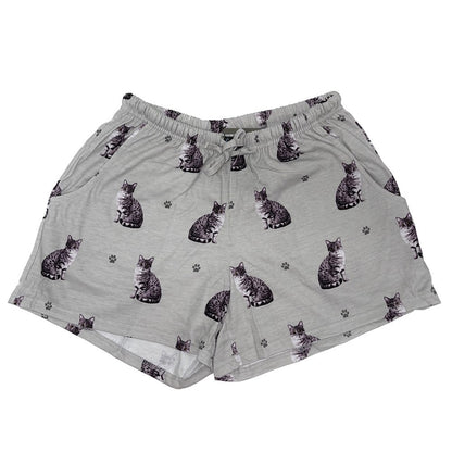 Cat Pajama Shorts (Silver Tabby) -Soft!