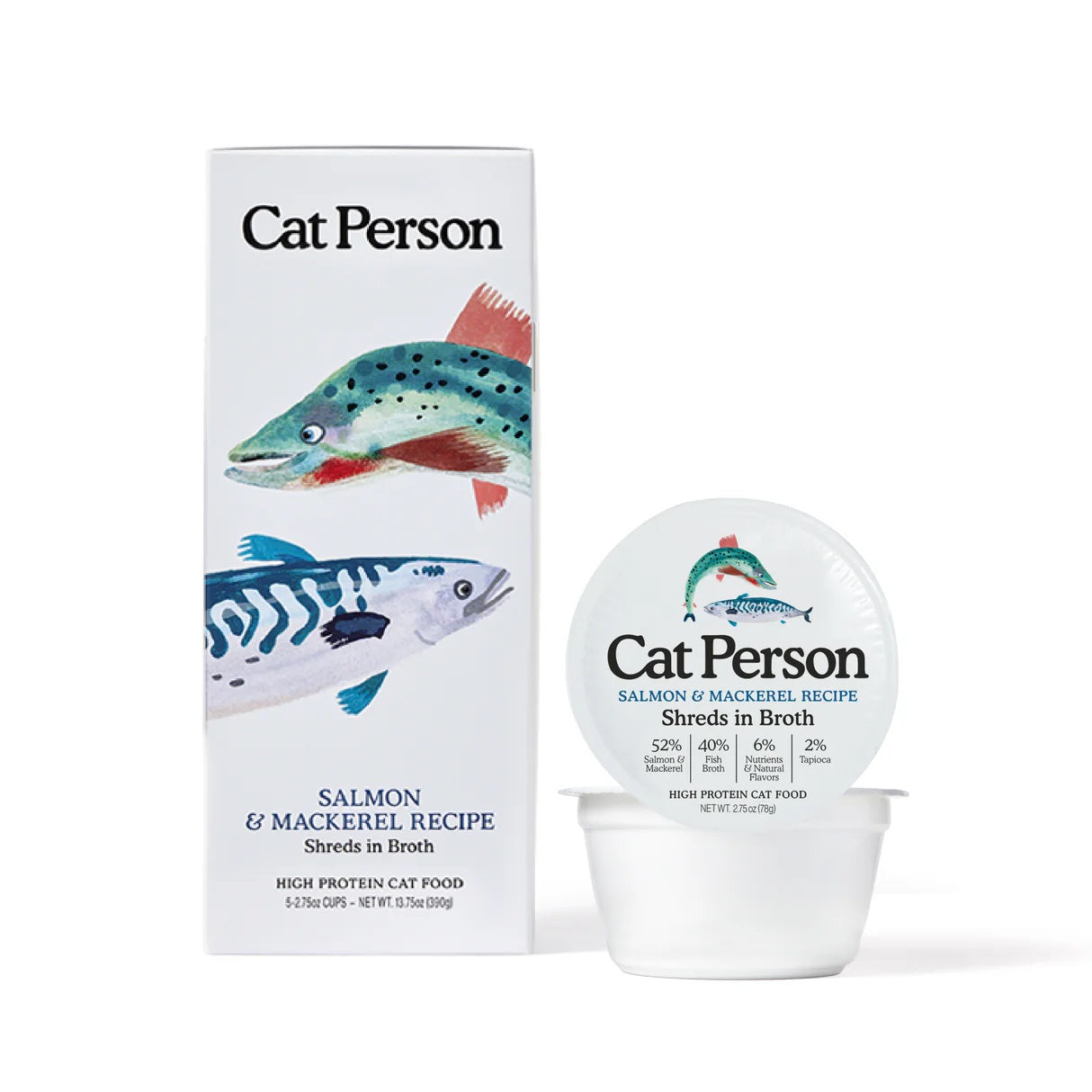 Salmon & Mackerel Shreds in Broth Cat Food by Cat Person