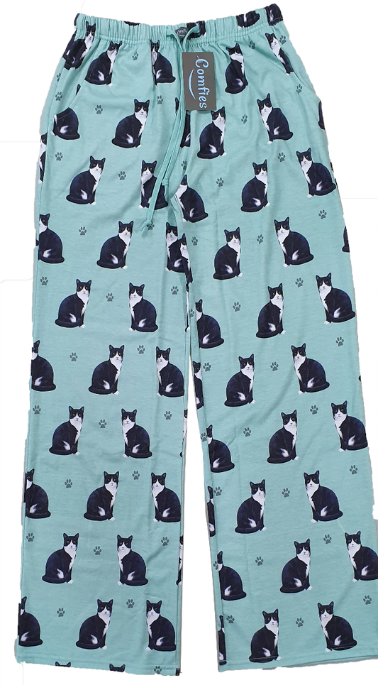 Cat (Black & White) Pajama Bottoms - Unisex