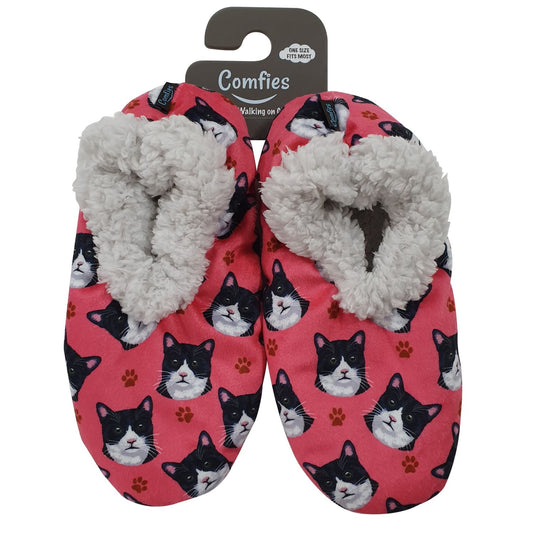 Cat (Black & White) Slippers - Comfies